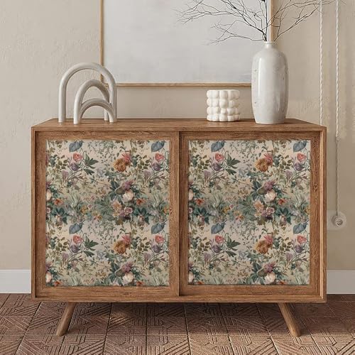 MuralPeel Vintage Grey Green Pink Red Wildflower Forest Jungle Plants Peel and - Image 5