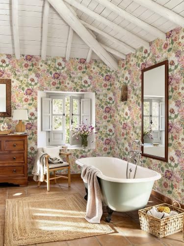 Floral Peel and Stick Wallpaper Beige Boho Contact Paper Matte Texture Warm - Image 3