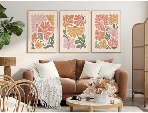 Tanmart Boho Flower Wall Art Decor Abstract Floral Canvas Prints Botanical - Image 4