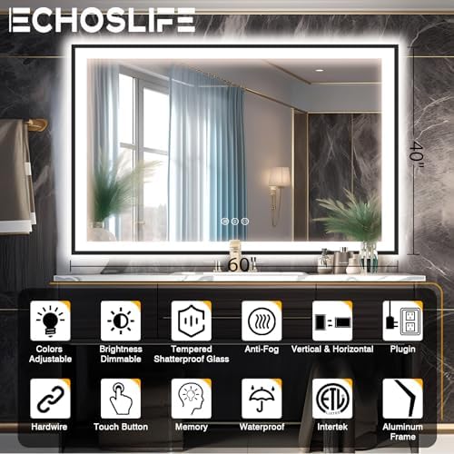 EchosLife 60x40 LED Mirror for Bathroom - Image 2