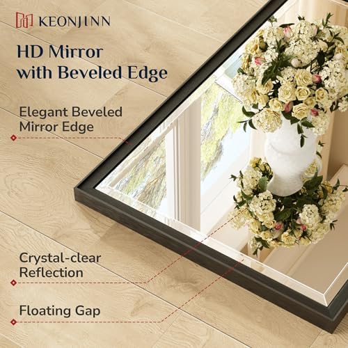 Keonjinn 16" x 24" Black Framed Mirror - Image 4