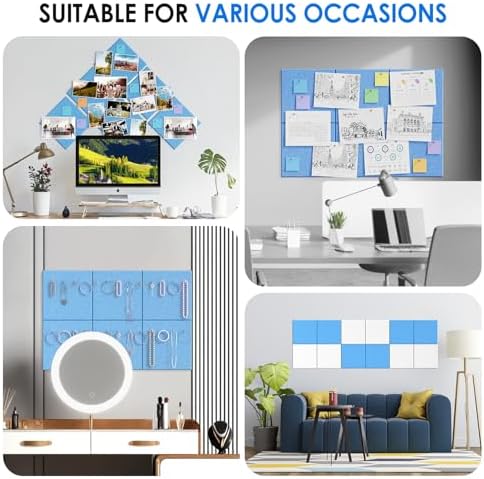 MaxGear Felt Bulletin Board 36" x 24", 6 Pack Blue Felt Wall Tile Push Pin - Image 6
