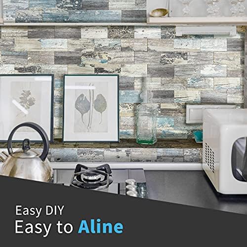 Art3d PVC Peel and Stick Backsplash Wall Tile, Spruce Grey Rustic - Image 3