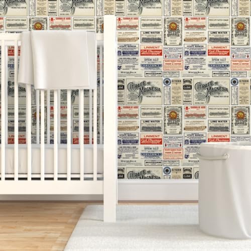 Spoonflower Vintage Pharmacy Peel and Stick Wallpaper - Image 6
