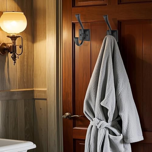 TOFIIGREM 2 Pack Antique Black Coat Robe Hooks - Image 2