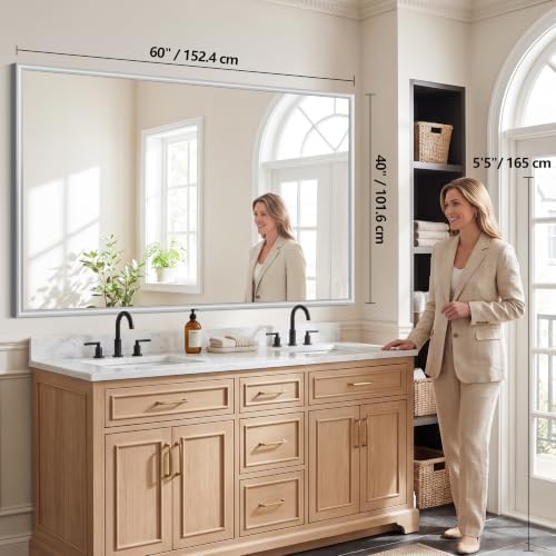 FORBATH Bathroom Mirror for Over Sink, 60x40 Inch Silver Wall Mirror - Image 2