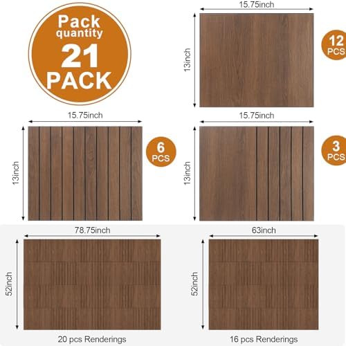 21 Pcs Peel and Stick Wood Slat Wall Panels 3D Fluted - Image 2