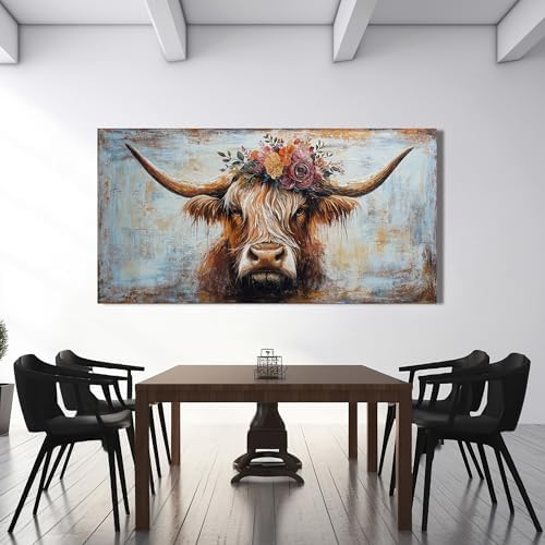 Canvas Wall Art Decor Canvas Art Wall Decor Highland Cow Wall Art Prints Wall - Image 2