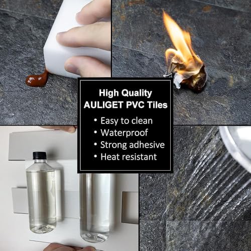 AULIGET 6" x 12" Peel and Stick Backsplash Wall Tiles, PVC Faux Stone Stick on - Image 6