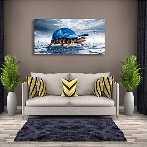 Haichuang Decor Art Funny Turtle Canvas Wall Art 40x20 Inches Framed Turtle - Image 4
