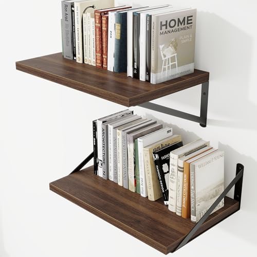 Deep Wall Shelves 16"W x 12"D Engineered Wood Floating Shelves by Venusmiles
