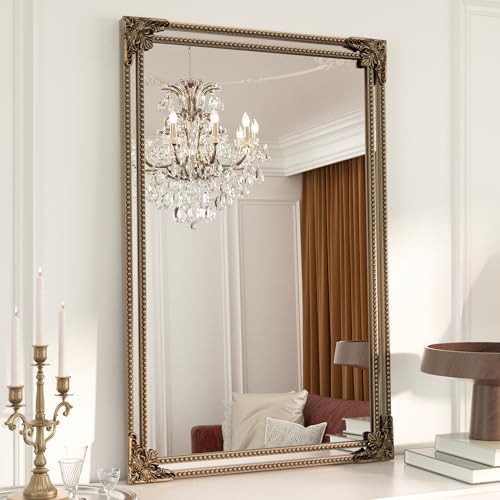 Keonjinn 24x36 Inch Gold Antique Vintage Mirror, Brass Baroque Mirror by Keonjinn
