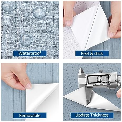 FunStick 15.8"x472" Ash Blue Wallpaper Textured Grasscloth Peel and Stick - Image 4