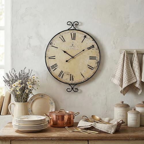 Farmhouse Wall Clock, Wrought Iron Frame - Image 4