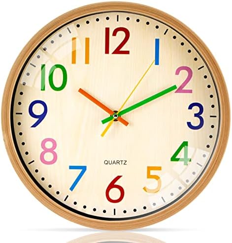 12 Inch Silent Wall Clock for Kids, Battery Operated Classroom Clock by UOIXPUHUO