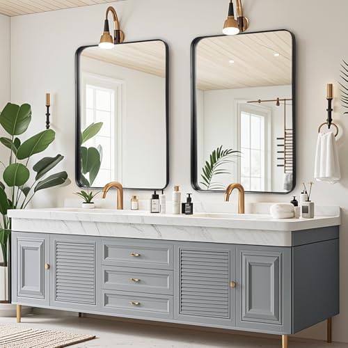 Black Bathroom Vanity Mirror Over Sink 26x38, Large Wall Mounted Mirror - Image 4