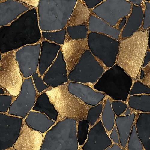 MuralPeel 18"x236" Abstract Texture Gold Dark Stone Glitter Peel and Stick by MuralPeel