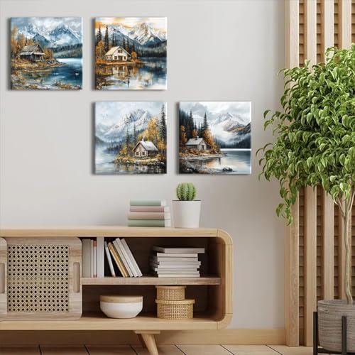 Fall Mountain Wall Art Nature Forest Pictures Lake Wall Decor Autumn Lakeside - Image 3