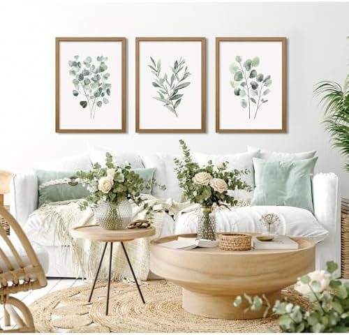 Botanical Wall Art Sage Green Canvas Wall Decor Eucalyptus Art Watercolor Plant - Image 5