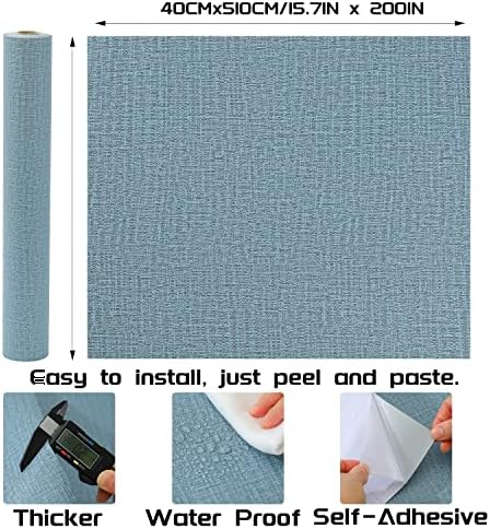 Peel and Stick Wallpaper Blue Grass Cloth Wall Paper - Image 2