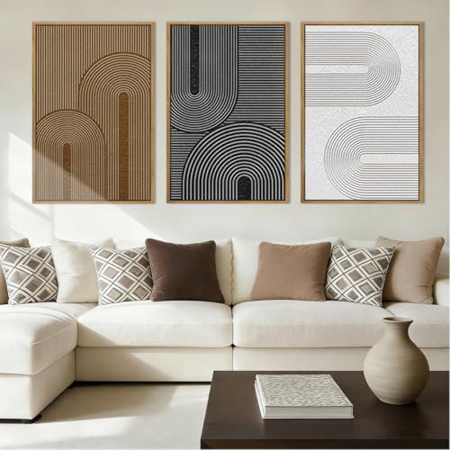 Extra Large Abstract Modern Wall Art Framed Dark Wall Painting Neutral Print - Image 5