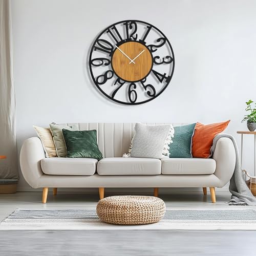 Maxstar Large Round Wall Clock for Living Room Decor Battery Operated Non - Image 6