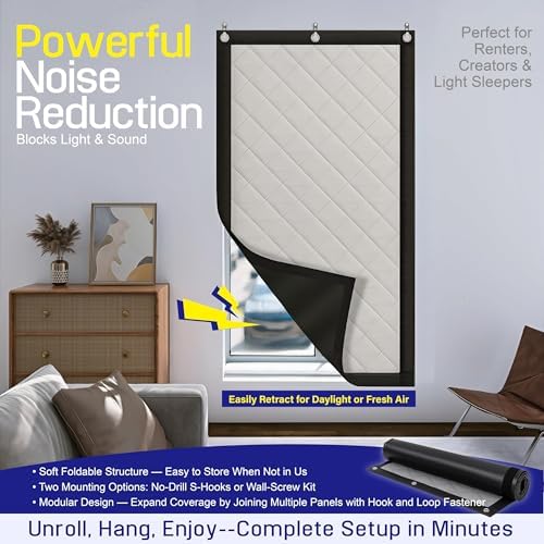 JaneTech Soundproof Acoustic Curtain, Heavy Duty, 70.9 x 39.4 in - Image 2