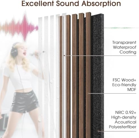 Acoustic Wood Slat Panels, Soundproof Wooden Wall Panels, 3D Fluted Panel - Image 2