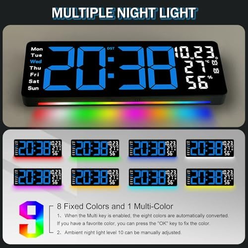 JoFomp 17.3" Large Digital Wall Clock, LED Digital Clock Large Display - Image 3