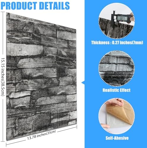Peel and Stick 3D Foam Stone Wall Panels, Self Adhesive Wallpaper - Image 3