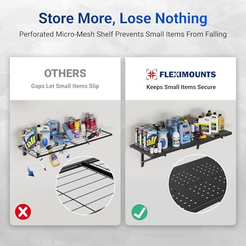 FLEXIMOUNTS 2-Pack 1x3ft Wall Mounted Garage Shelving, 14x34-inch - Image 6