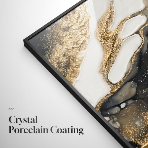 Large Framed Black Gold White Abstract Wall Art - Image 6