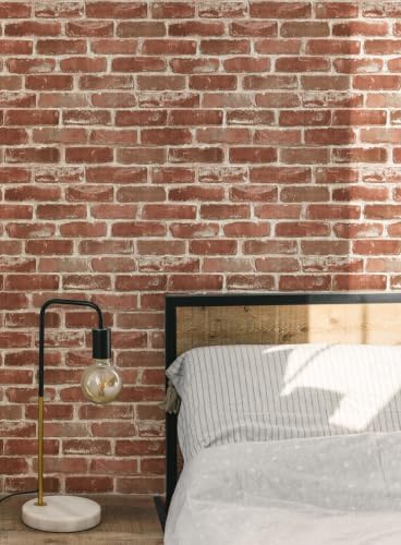 Hopeak Red Brick Wallpaper Self-Adhesive Peel and Stick Wallpaper Waterproof - Image 6