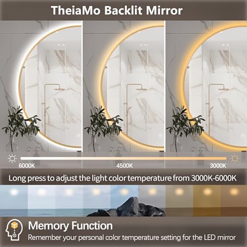 28" Round LED Bathroom Mirror, Wall Mounted Round Backlit Mirror LED Bathroom - Image 3