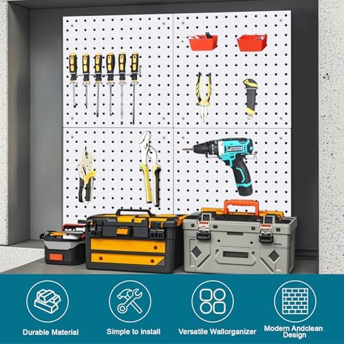 4 Pack Steel Peg Board, Universal 1/8 and 1/4 Pegboard Accessories, Office - Image 3