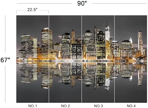 City Night Lights Water Reflection Skyline Peel Stick Wallpaper - Image 5