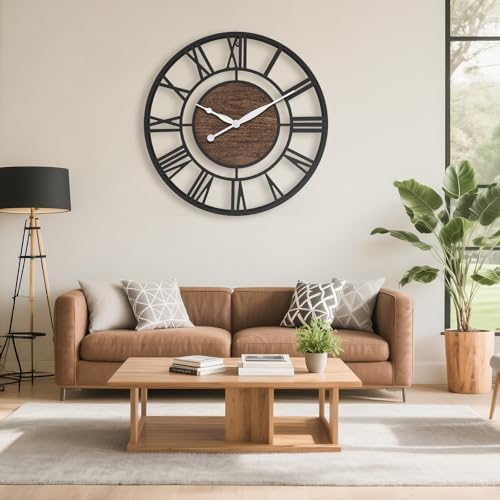 24 Inch Black Roman Numerals Large Wall Clock - Image 5