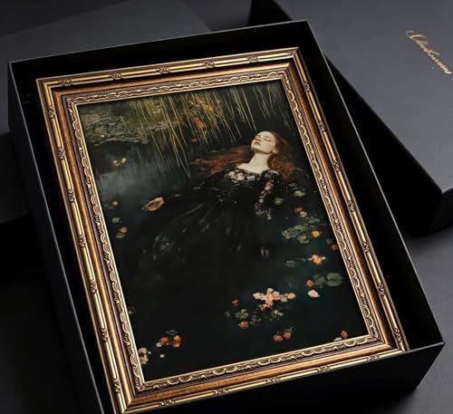 Vintage Gold Framed Ophelia Wall Art, Victorian Gothic Oil Painting Canvas Print - Image 2