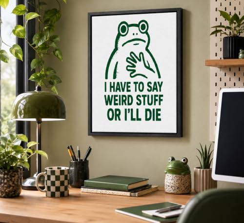 Framed Whimsical Frog Canvas Wall Art, Humor Quote Picture Wall Decor - Image 5