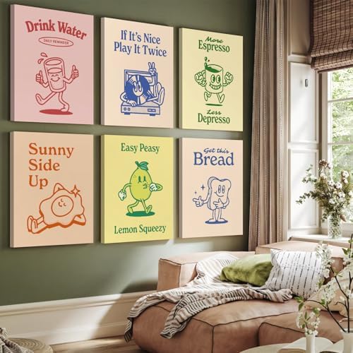 Youillne Retro Trendy Wall Art Decor Kitchen Aesthetic Canvas Art Prints - Image 3