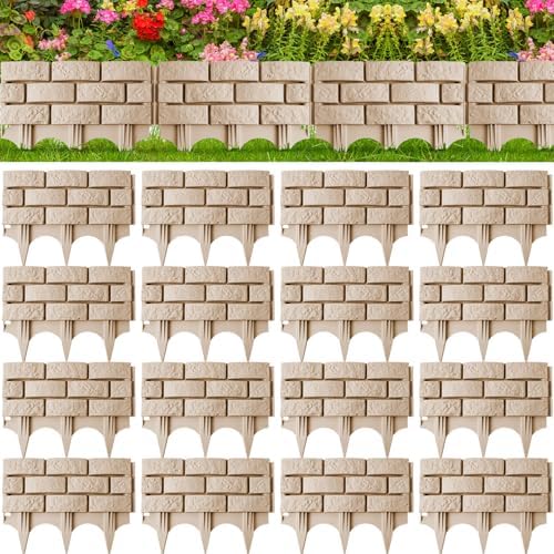 Landical 16 Pcs Yellow Faux Stone Garden Fence, Landscape Edging Border by Landical