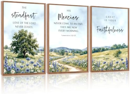 CHDITB Christian Wildflower Framed Wall Art Faith Landscape Scripture Decor by CHDITB