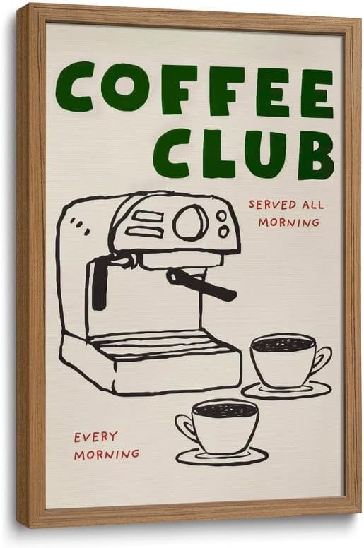 Coffee Bar Framed Wall Art Espresso Machine Picture Kitchen Wall Decor by Unknown