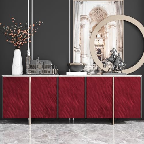 15.7"x472" Burgundy Velvet Wallpaper Peel and Stick Striped Velvet Flocking - Image 4