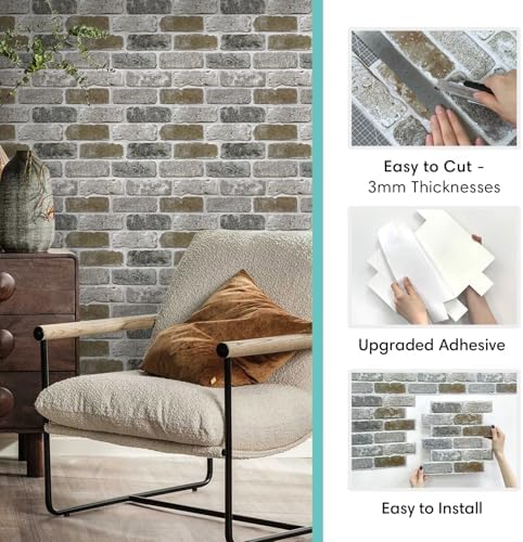 Commomy Faux Brick Peel and Stick Wall Panels 10 pcs 11.8" x 11.8" - Image 6