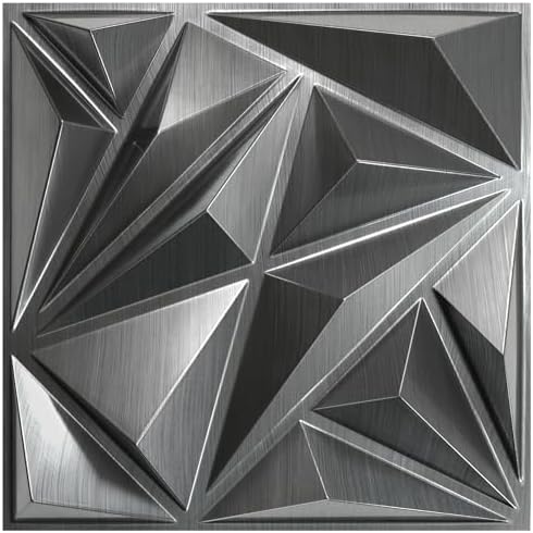 STICKGOO Diamond 3D Wall Panels, Brushed Silver 12''x12'', 33 Pack by STICKGOO