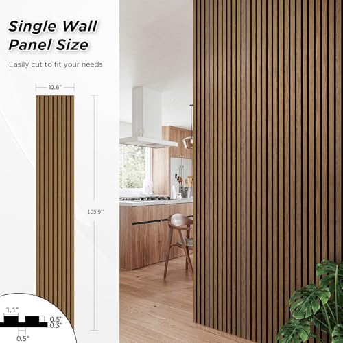 SMARTSTANDARD 2 Pack 105.9" x 12.6" Wood Slat Wall Panels, Classic Oak - Image 3