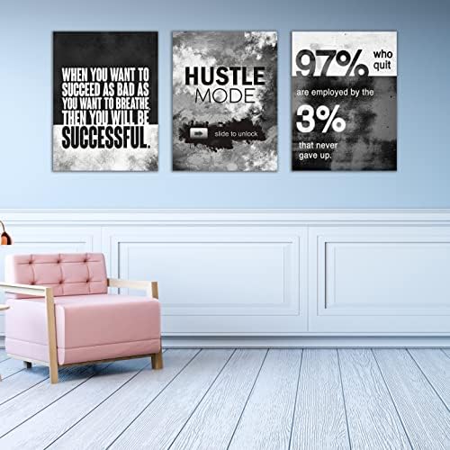 Motivational Painting Wall Art 3 Pieces Canvas Print Success Wall Art - Image 3