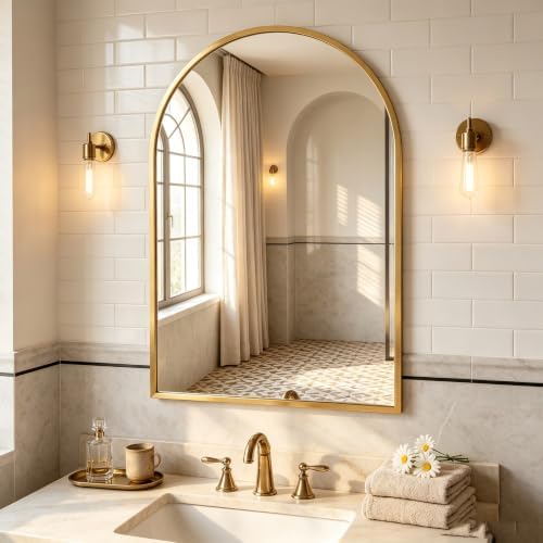 DUMOS 22"x30" Arched Wall Mirror, Bathroom Mirrors by DumosLifestyle