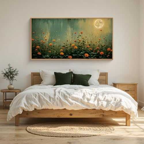 HOURIA Mystical Midnight Wildflower Framed Canvas Wall Art Set- 20"×40"×1 - Image 5